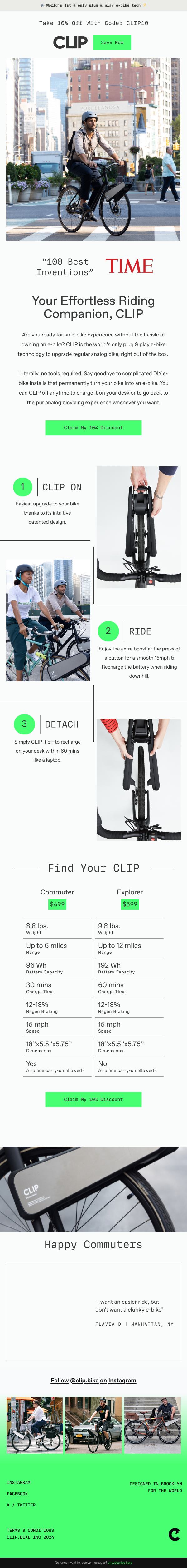 CLIP welcome email explaining the product in three steps